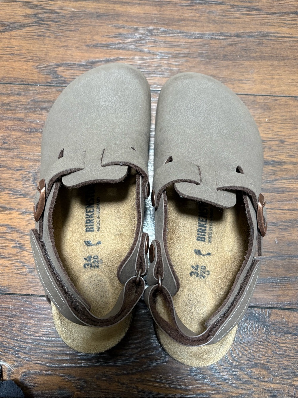 Birkenstock Kids Brown Clogs Size 34 EU Youth Leather Comfort Shoes